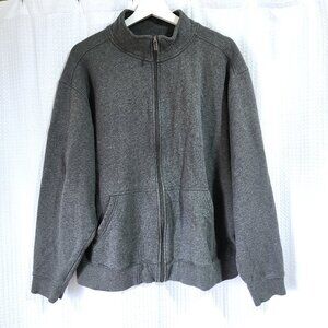 LL Bean Sweater Jacket Men's XL Regular Gray Fleece Lined Full Zip Casual